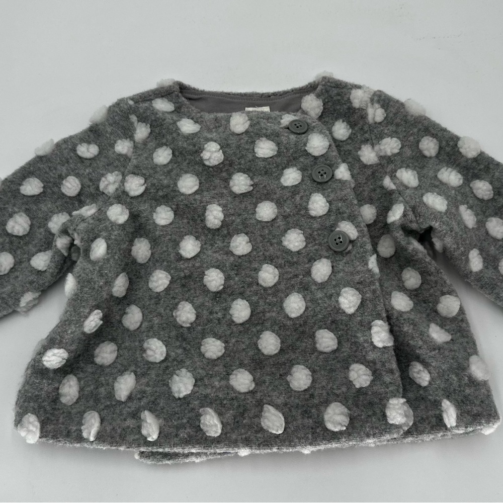 Baby Gap Baby Girl Polka Dot Gray White Coat Size 6-12 Months